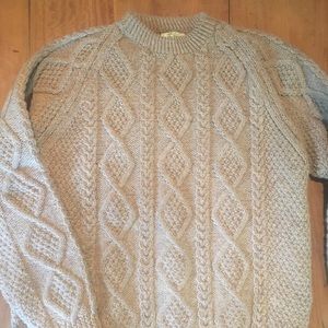 Irish handmade sweater, 100% wool, oatmeal